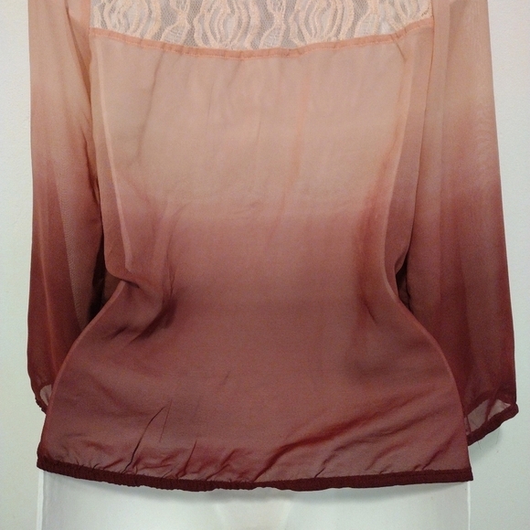 A. Byer - Burgundy Ombre Sheer Blouse - Picture 11 of 14